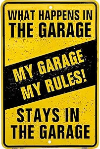 What Happens In The Garage Small Parking Signs SPSAG4