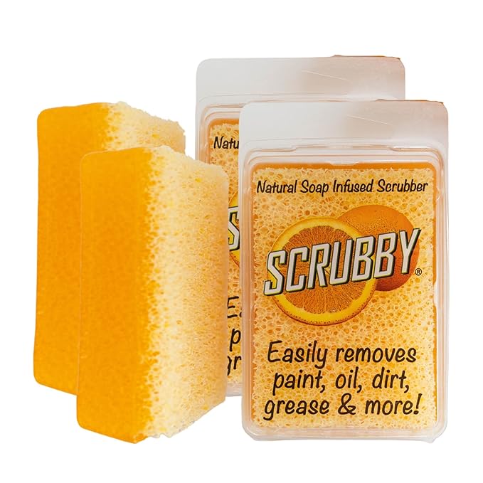 Dixie Belle Scrubby Soap | Orange Citrus Scented Natural Soap Infused Scrubber | Cleaning Sponge for Paintbrushes, Gardening, Kitchen | Multipurpose Soap