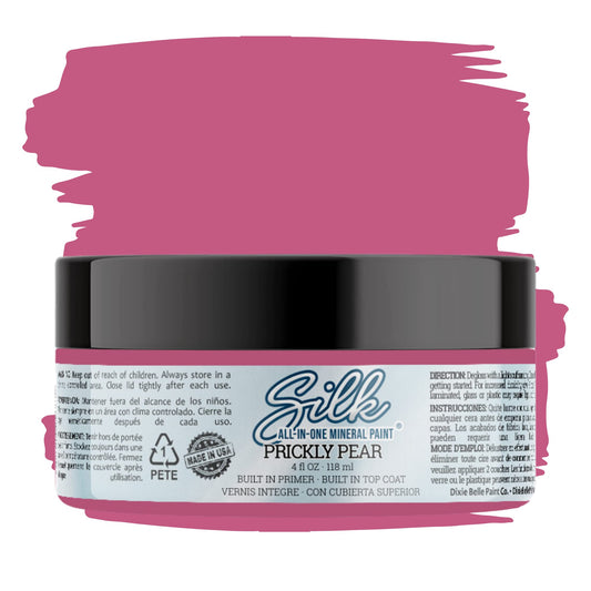 All-in-One Mineral Paint | Dixie Belle Silk | Prickly Pear | Deep Cool Pink All-in-One Water Based Primer + Topcoat | Durable Furniture Paint | Low Reflective Finish