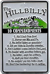 Hillbilly 10 Commandments Small Parking Signs SPSHBC