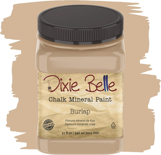 Dixie Belle Paint Company Chalk Finish Furniture Paint | Burlap (32 Fl Oz) | Matte Cozy Tan Chic Chalk Mineral Paint | DIY Furniture Paint | Made in the USA