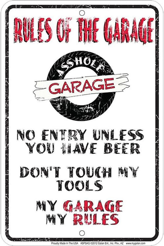 Rules of the Garage Small Parking Signs SPSAG