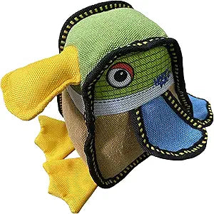 Happy Tails Square Duck Dog Toy - Medium to Large Dogs, Durable Polyester, Squeaky Sound, Reinforced Stitching, Safe Chew Toy, Interactive Play